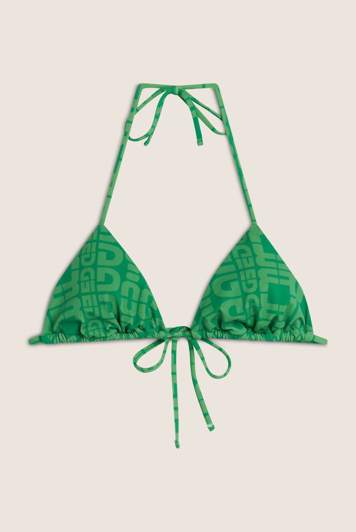 Triangel-Bikinioberteil mit Allover-Logo-Print - GREEN