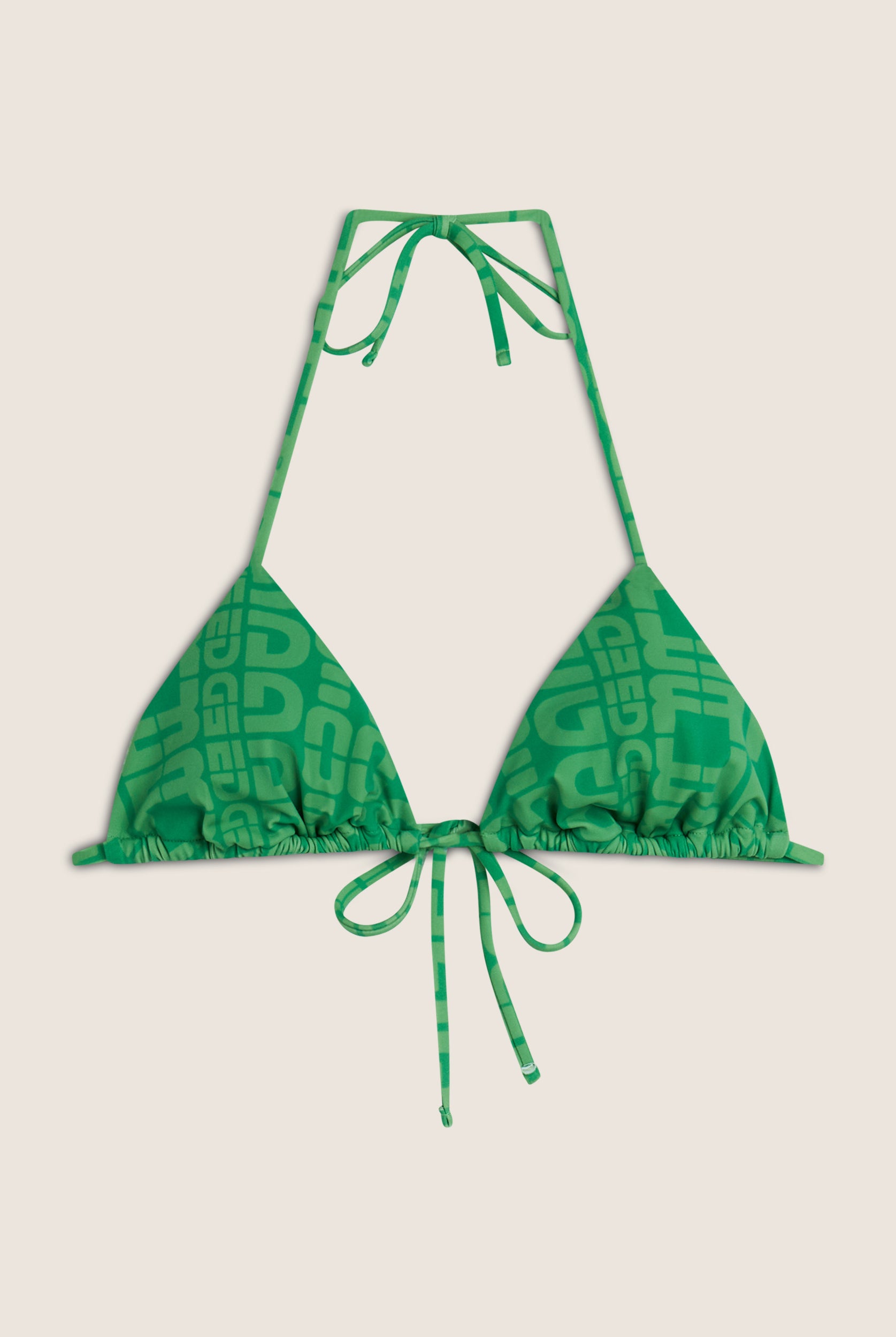 Triangel-Bikinioberteil mit Allover-Logo-Print - GREEN