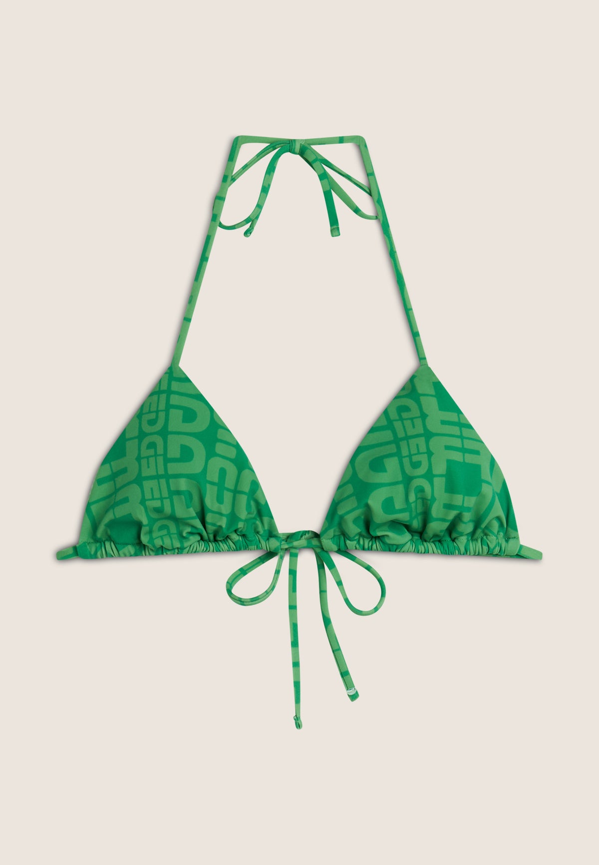 Triangel-Bikinioberteil mit Allover-Logo-Print - GREEN