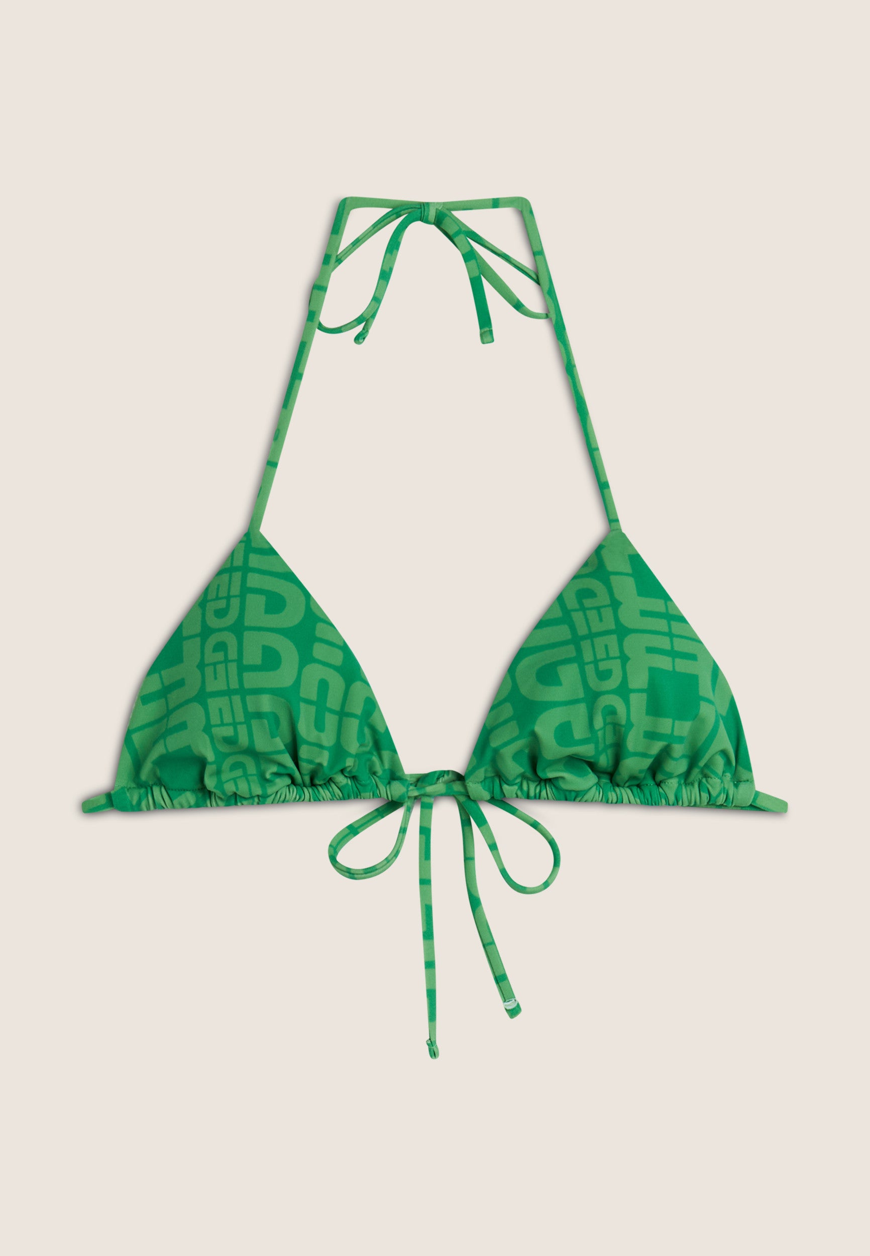 Triangel-Bikinioberteil mit Allover-Logo-Print - GREEN