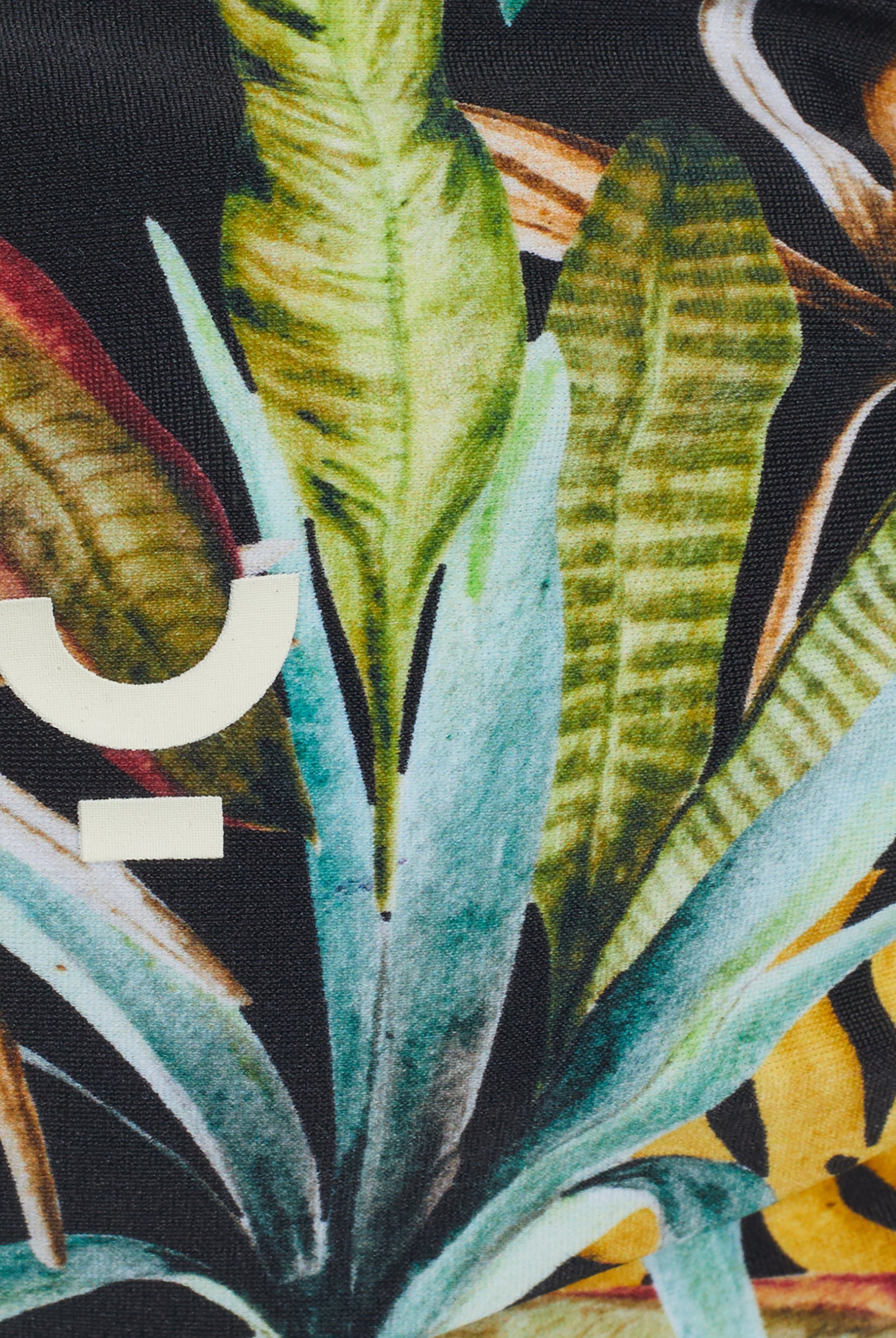 Bandeau-Bikinioberteil mit tropischem Print - BLACK