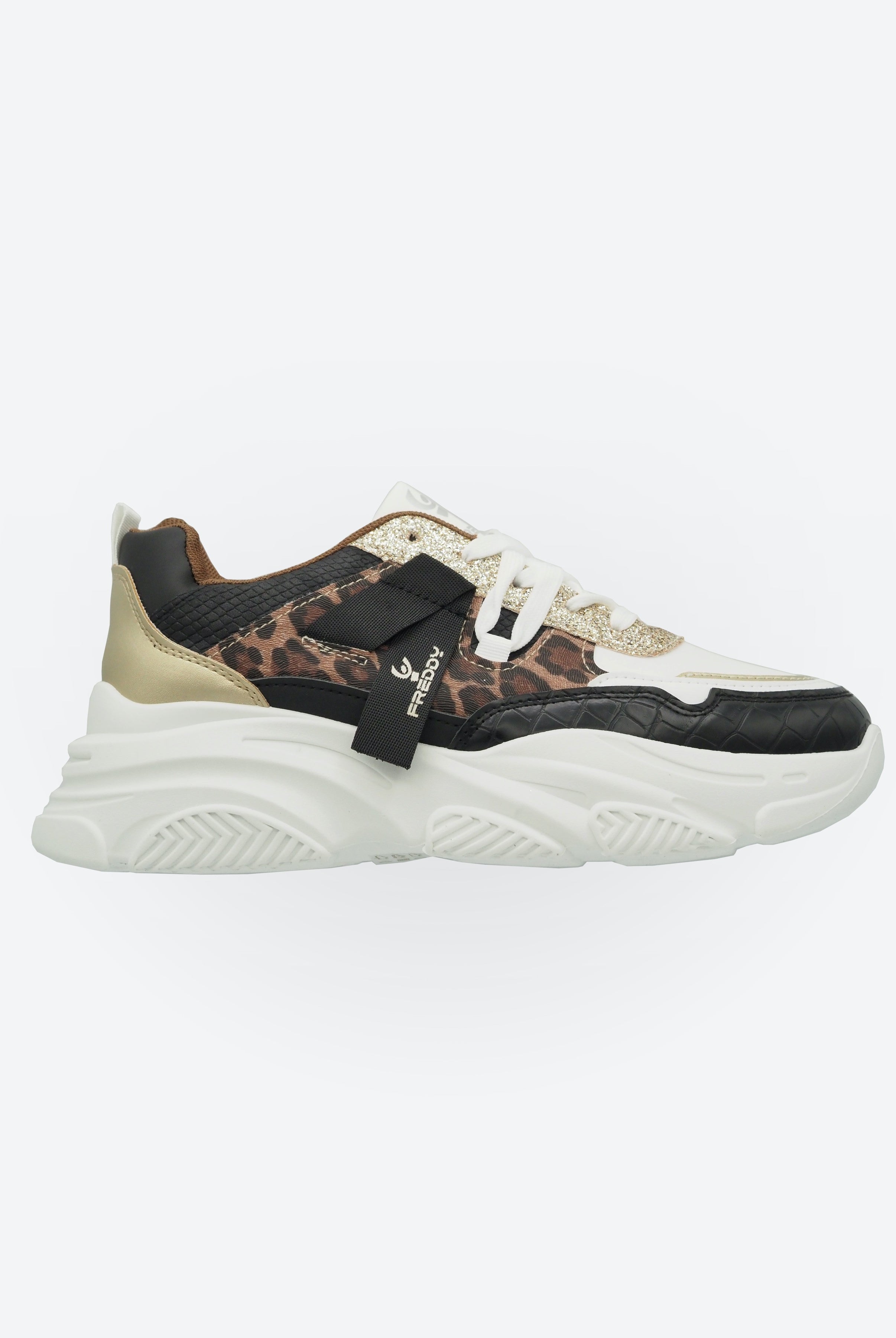 Damen-Sneaker mit Glitzerdetails und klobiger Sohle