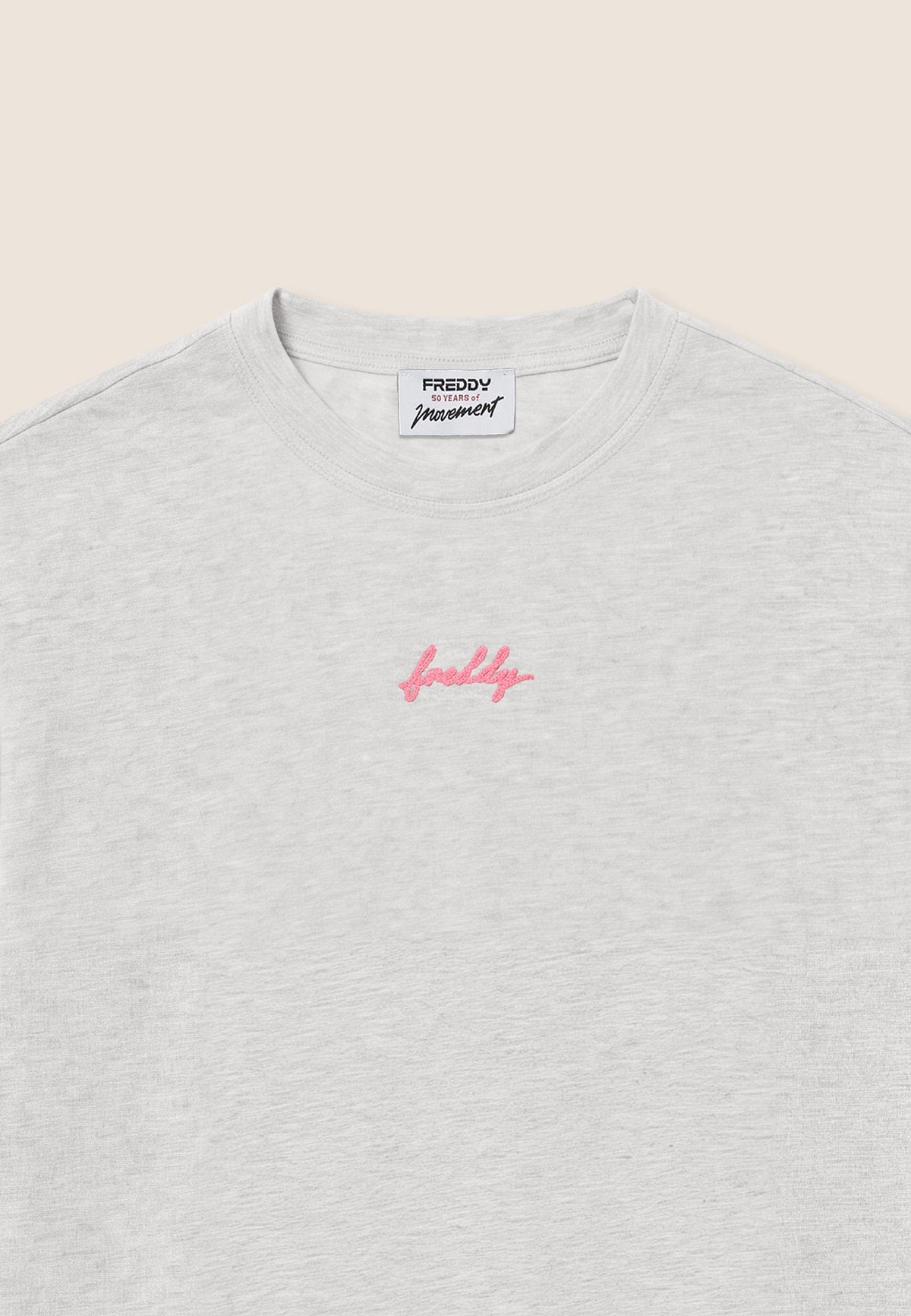 Comfort t-shirt in melange jersey with neon details - White Melange
