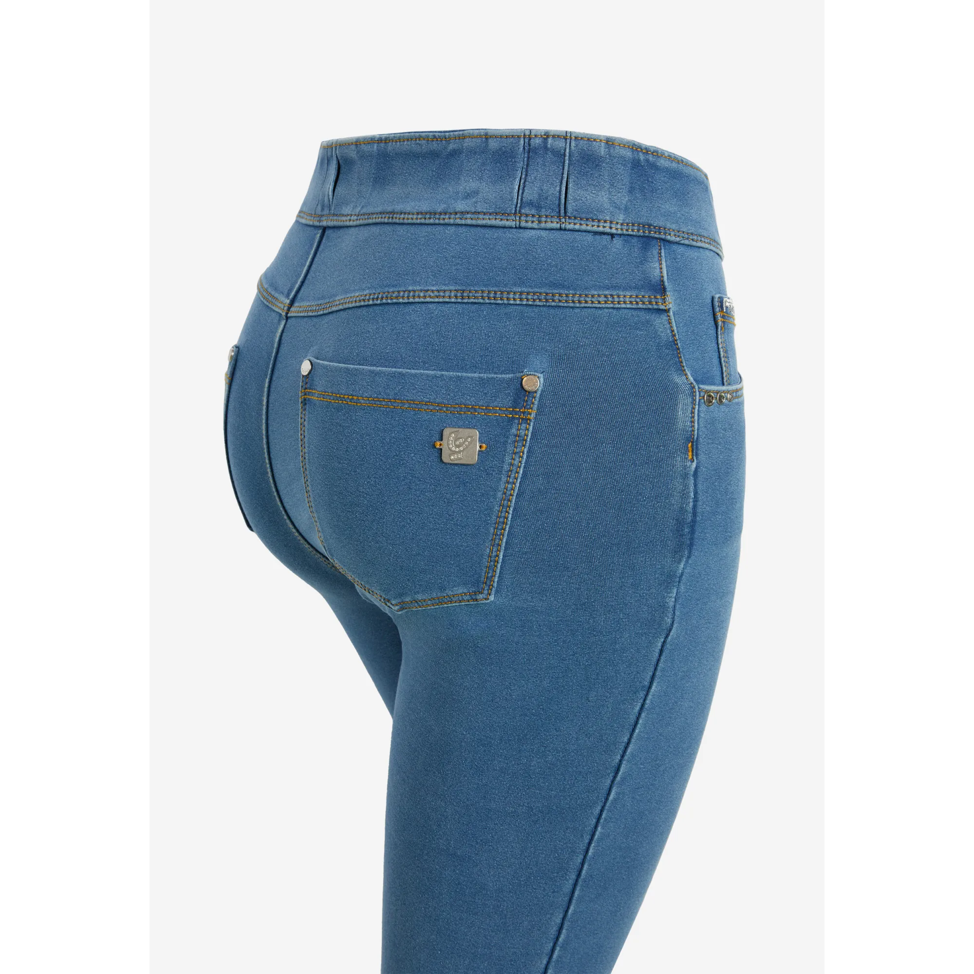 Freddy N.O.W.® Eco Damen Comfort Jeans - Mid Waist Skinny - Hellblau - Gelbe Nähte - J4Y