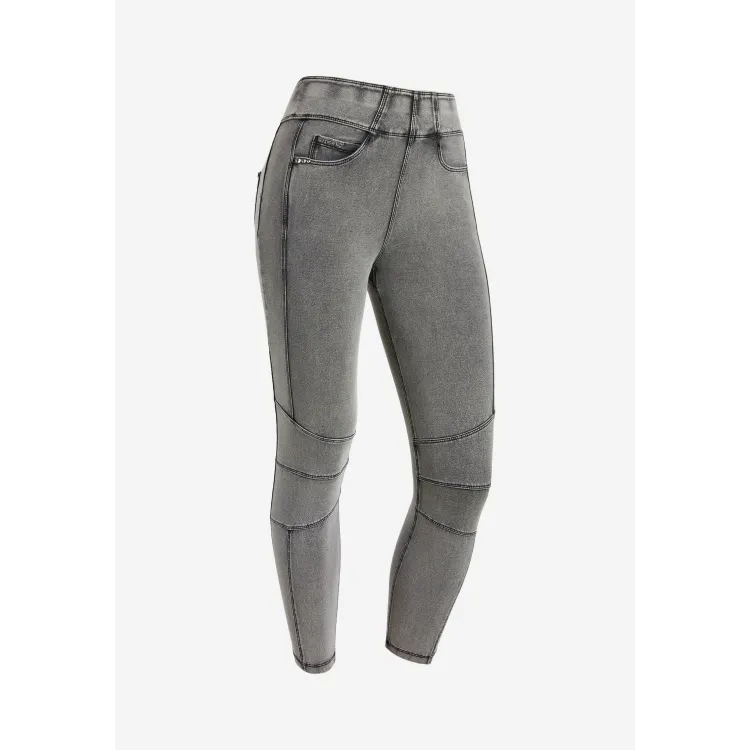 Freddy N.O.W.® Yoga Damen Comfort Jeans - 7/8 Mid Waist Skinny - Grau – Schwarze Nähte - J3N