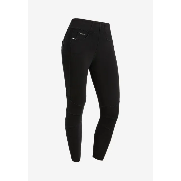 Freddy N.O.W.® Yoga Damen Comfort Jeans - 7/8 Mid Waist Skinny - Schwarz – Schwarze Nähte - J7N