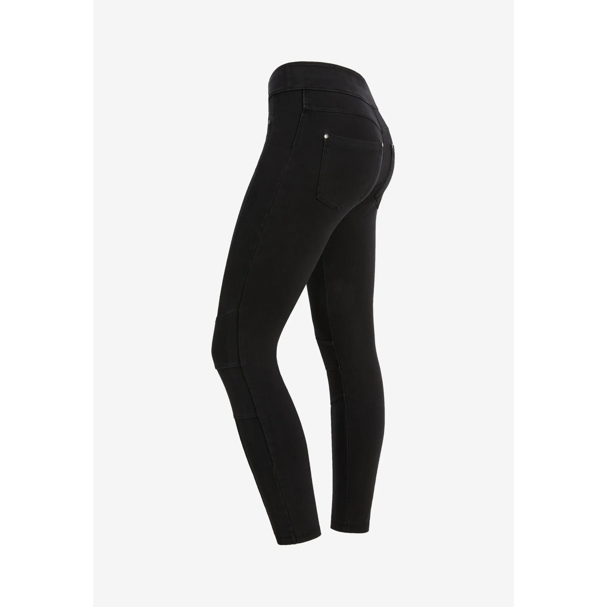 Freddy N.O.W.® Yoga Damen Comfort Jeans - 7/8 Mid Waist Skinny - Schwarz – Schwarze Nähte - J7N