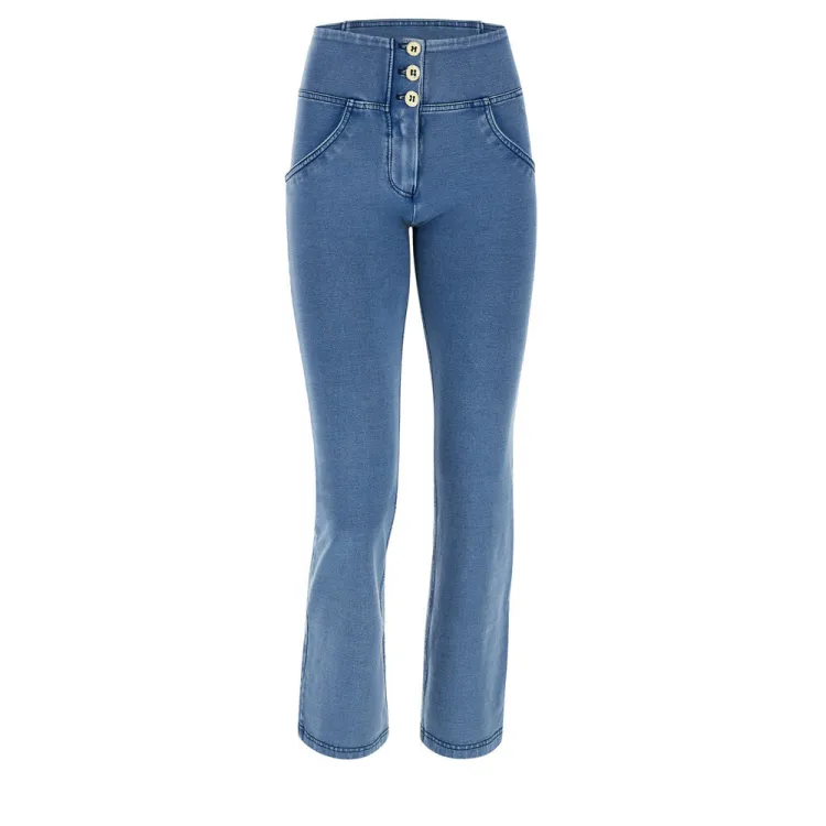 Freddy WR.UP® Damen Push-Up Jeans - 7/8 High Waist Culottes - Hellblau - Blaue Nähte - J4B