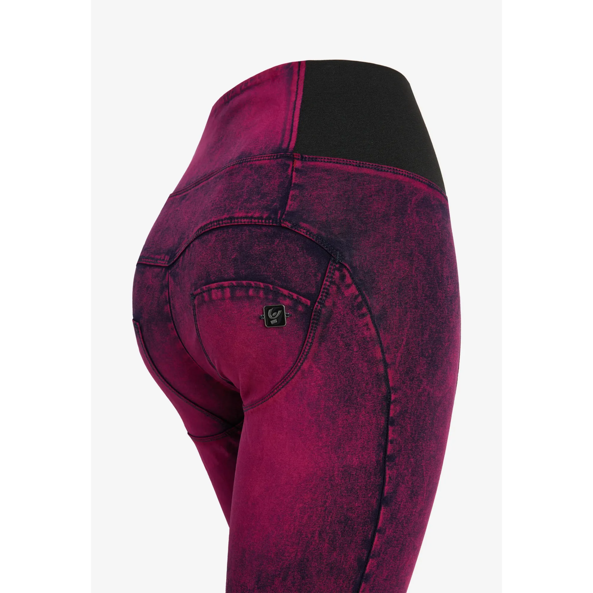 Freddy WR.UP® Damen Push-Up Jeans - Super High Waist Super Skinny - Marmor Effekt - Denim Lila/Pink - Blaue Nähte - J161B