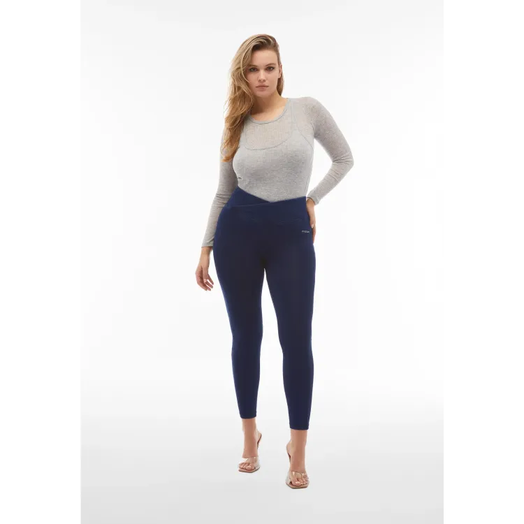 Freddy WR.UP® Core Damen Push-Up Jeans - 7/8 High Waist Super Skinny - Indigoblau - Blaue Nähte