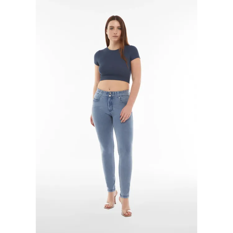 Freddy N.O.W.® Eco Damen Comfort Jeans - Mid Waist Skinny - Denim hell - Blaue Nähte - J107B
