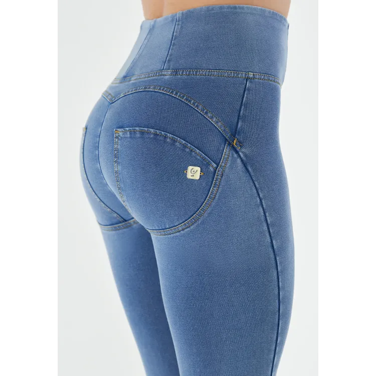 Freddy WR.UP® Damen Push-Up Jeans - High Waist Super Skinny - Hellblau - Gelbe Nähte