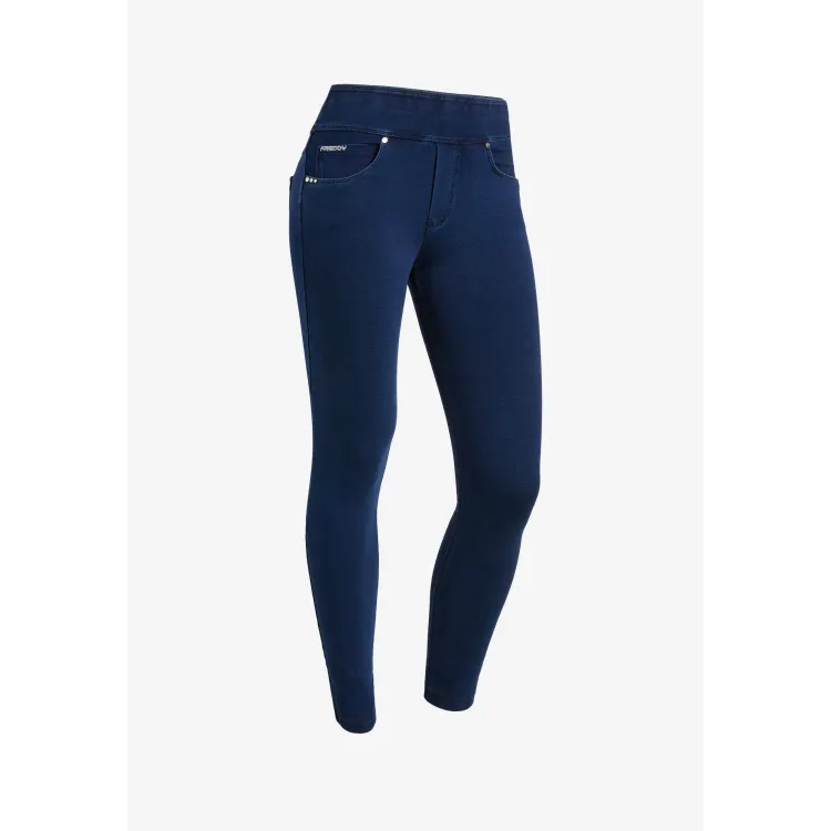 Freddy N.O.W.® Yoga Damen Comfort Jeans - Mid Waist Skinny - Blau - Gelbe Nähte - J0Y