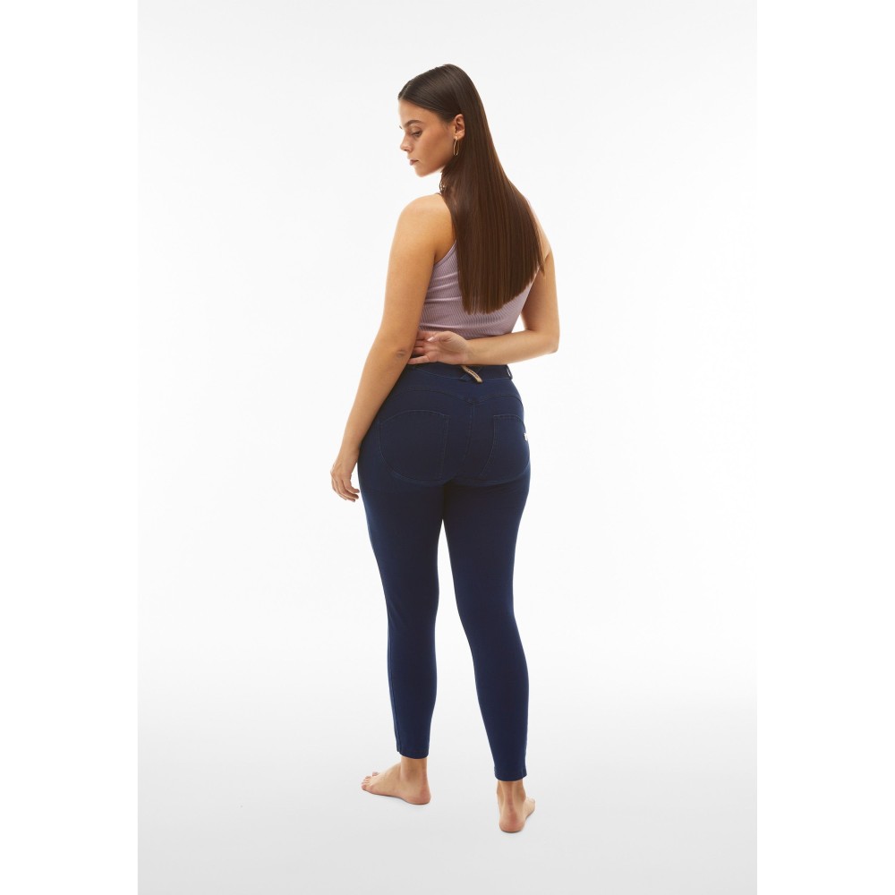 Freddy WR.UP® Damen Push-Up Jeans - 7/8 Regular High Waist Super Skinny - Indigoblau - Blaue Nähte - J0B