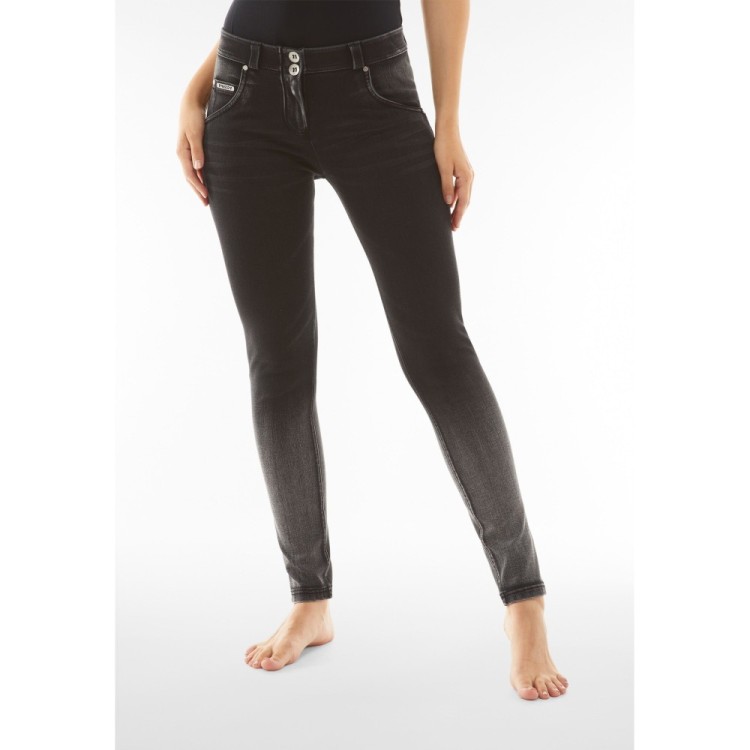 Freddy WR.UP® Snug Damen Push-Up Jeans - Regular Waist Skinny - Farbverlauf - Schwarz - Degradè Farbverlauf - Schwarze Nähte - J