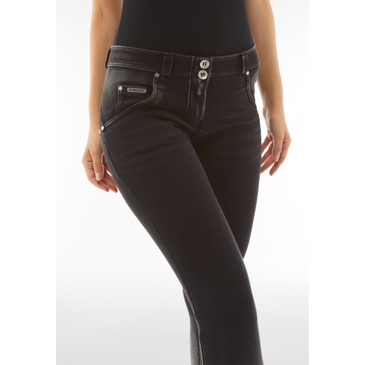 Freddy WR.UP® Snug Damen Push-Up Jeans - Regular Waist Skinny - Farbverlauf - Schwarz - Degradè Farbverlauf - Schwarze Nähte - J