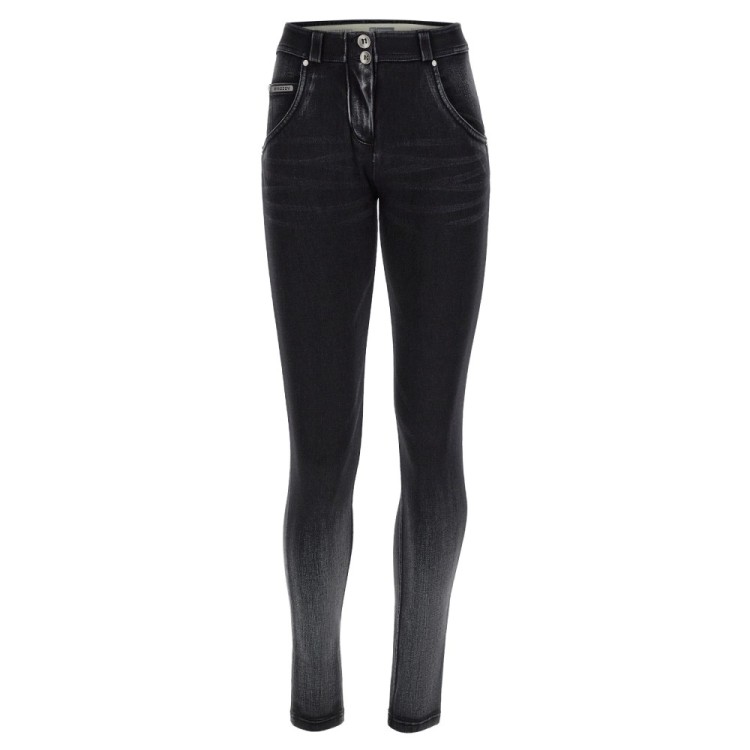 Freddy WR.UP® Snug Damen Push-Up Jeans - Regular Waist Skinny - Farbverlauf - Schwarz - Degradè Farbverlauf - Schwarze Nähte - J