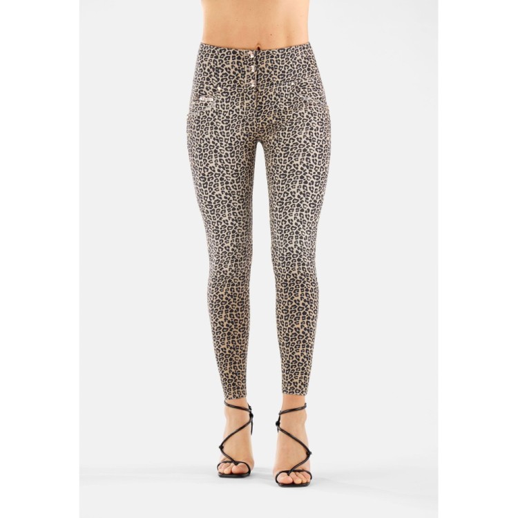 Freddy WR.UP® Snug Damen Push-Up Hose - High Waist Super Skinny - Beige Leopard Animalier - ANI65