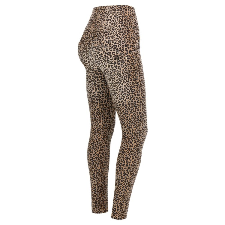 Freddy WR.UP® Snug Damen Push-Up Hose - High Waist Super Skinny - Beige Leopard Animalier - ANI65