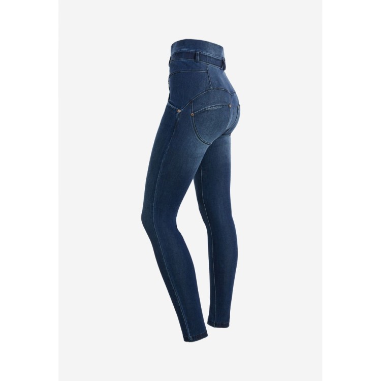 Freddy WR.UP® Snug Damen Push-Up Jeans - High Waist Super Skinny - V-Naht - Indigoblau - Blaue Nähte - J0B