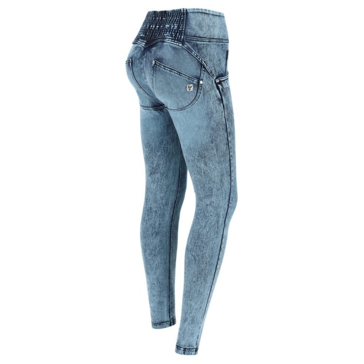 Freddy WR.UP® Snug Denim - Mid Waist Super Skinny - Lunar Wash Denim Light Blue - Blue Seam - J86B