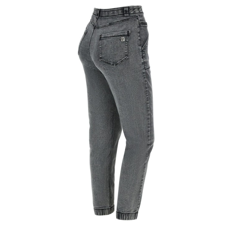 Freddy Fit Jeans - 7/8 High Waist Straight - Washed Grey – Black Seam - J3N