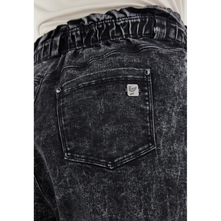 Freddy Fit Jeans - 7/8 Super High Waist Regular - Paperbag Waist - Bleached Grey Denim – Black Seam - J83N