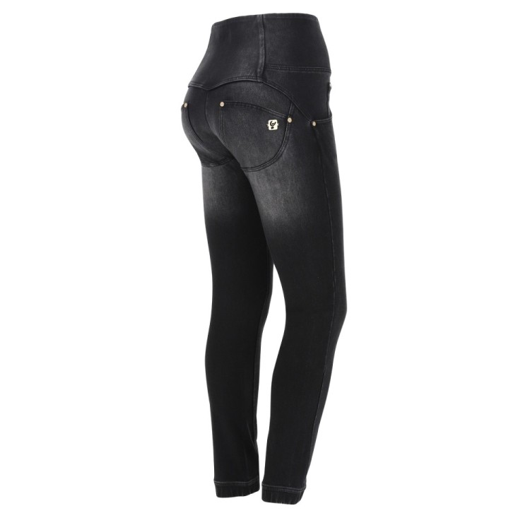 Freddy WR.UP® Snug Denim - Buttoned High Waist Skinny - Black Denim – Black Seam - J7N