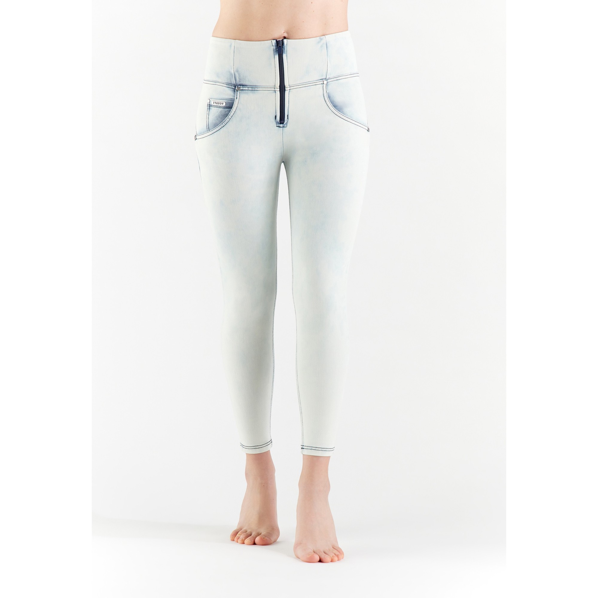 Freddy WR.UP® Snug Denim - 7/8 High Waist Super Skinny - White Blue Denim - Blue Seam - J94B