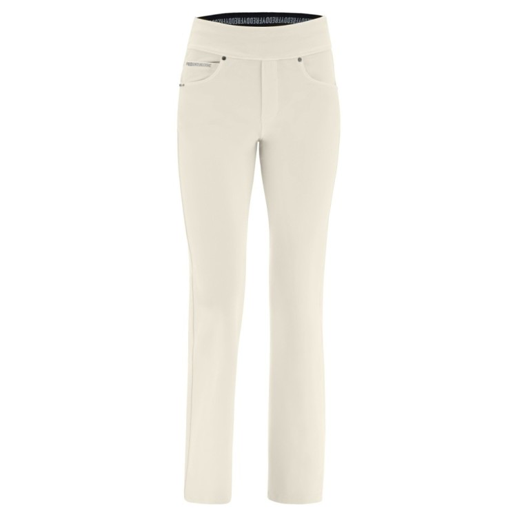 Freddy N.O.W.® Yoga Damen Comfort Hose - Mid Waist Straight - umschlagbarer Taillenbund - Garment Dyed - Beige - Z115