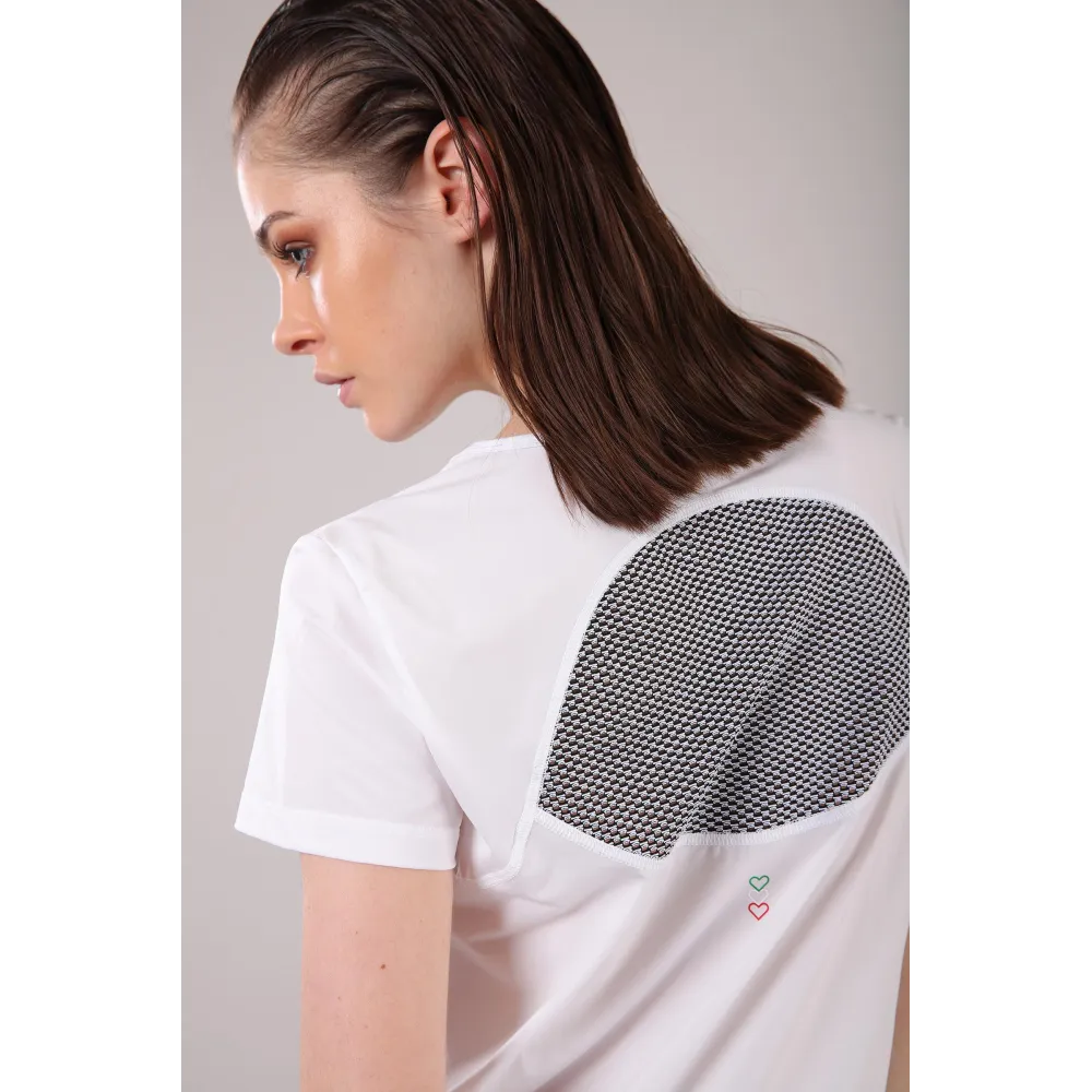 Yoga T-Shirt - Öffnung am Rücken - Made in Italy - White - Black - WN0