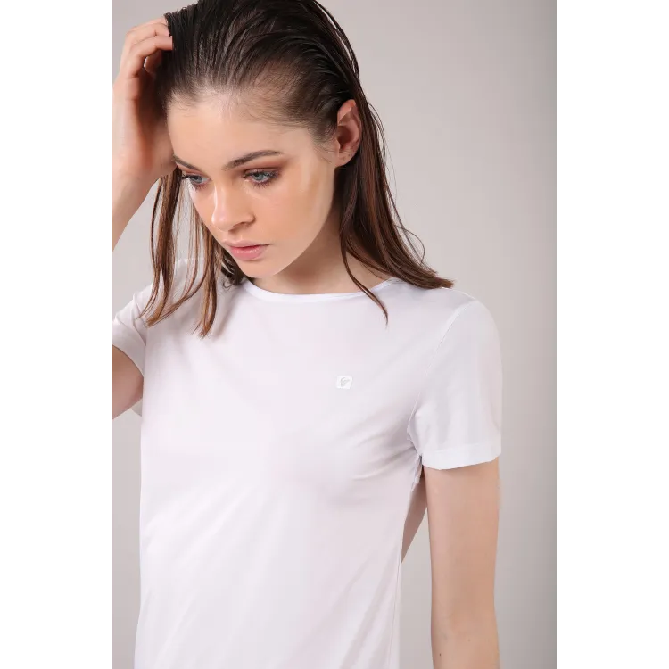 Freddy Yoga T-Shirt - Öffnung am Rücken - Made in Italy - White - Black - WN0