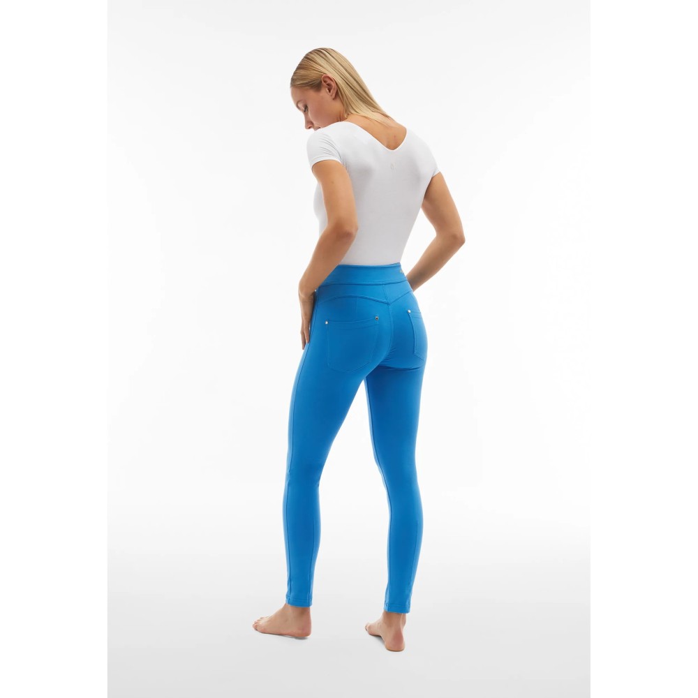 Freddy N.O.W.® Yoga Eco Damen Comfort Hose - Super High Waist Skinny - Mit Nähten auf den Beinen - Blau