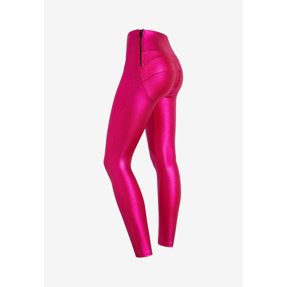 Freddy WR.UP® Tech Damen Push-Up Hose - High Waist Skinny - Wet Effect - Pink/Fuchsia