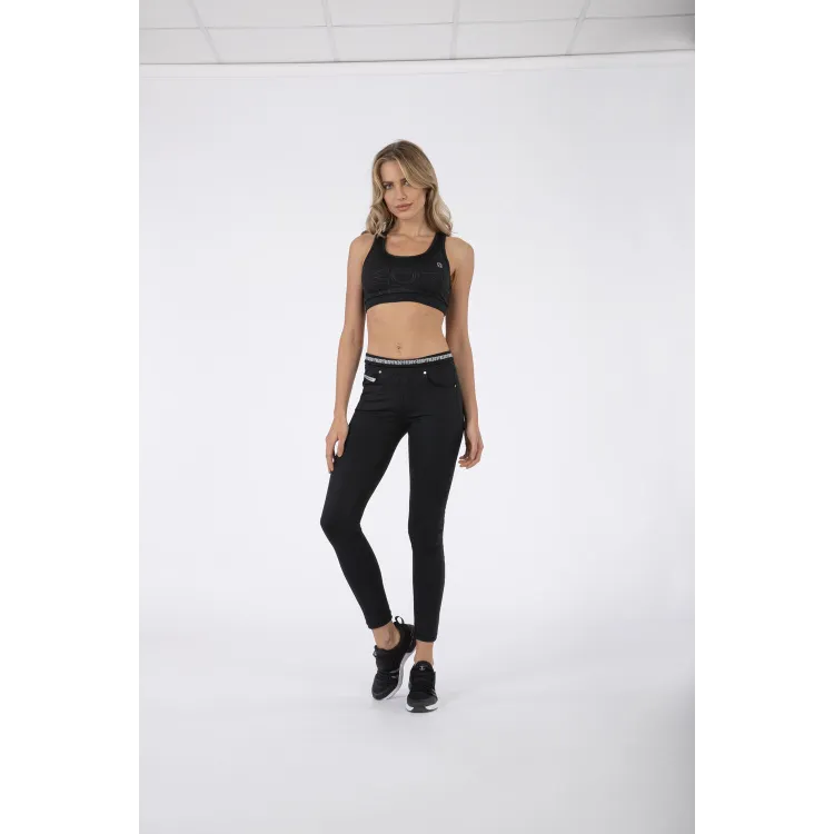 Freddy N.O.W.® Yoga Tech Damen - Comfort Hose Skinny-Schwarz Mid Waist