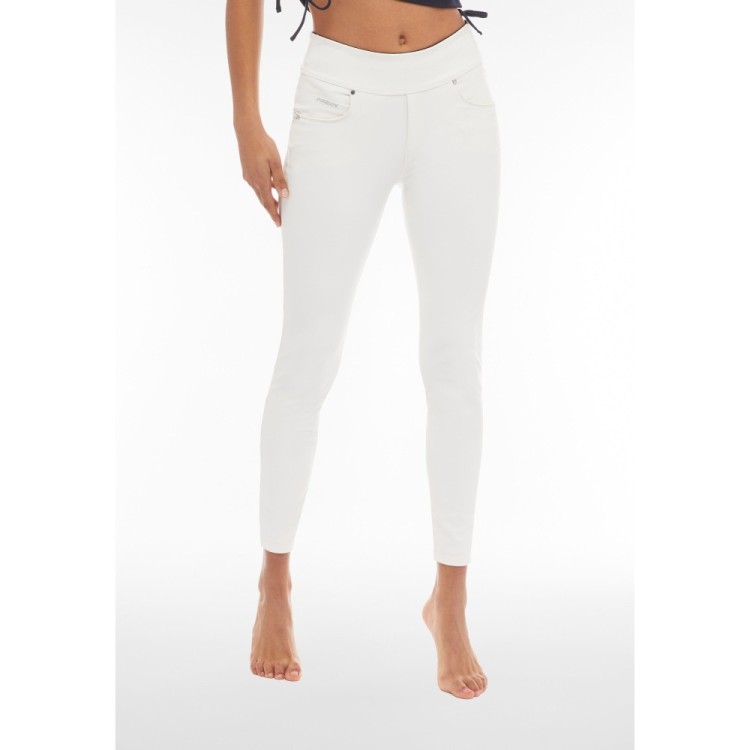 Freddy N.O.W.® Yoga Vegan Leather Damen Comfort Lederhose - Mid Waist Skinny - Lily White