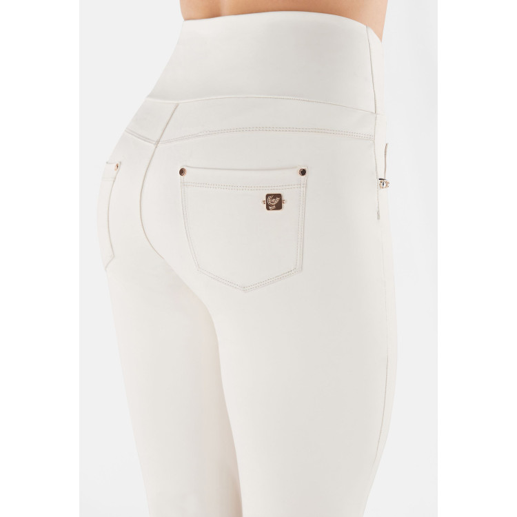 Freddy N.O.W.® Yoga Vegan Leather Damen Comfort Lederhose - High High Waist Super Skinny - Weißgrau - Z102