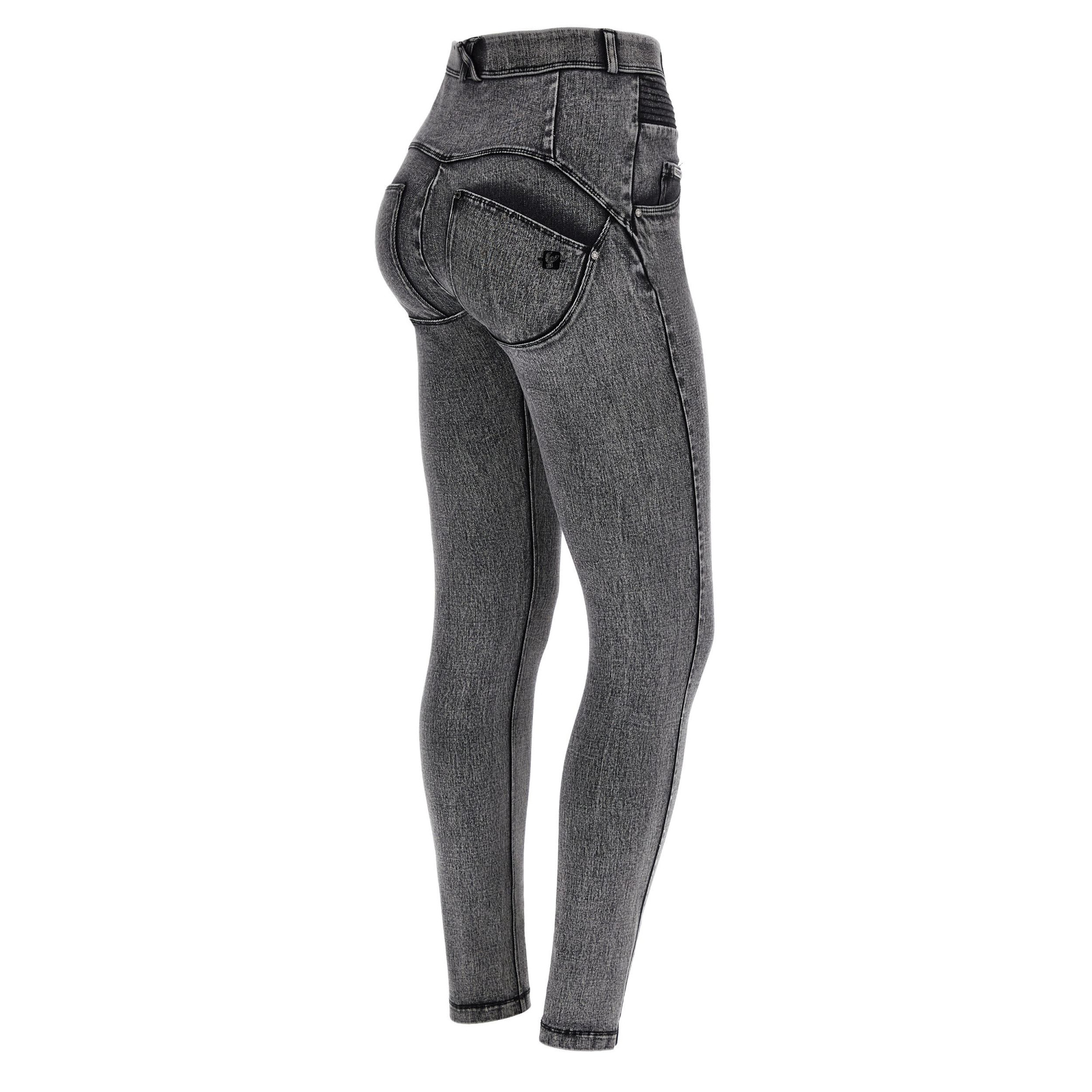 Freddy WR.UP® Snug Damen Push-Up Jeans - Super High Waist Skinny - Grau - Schwarze Nähte - J131N