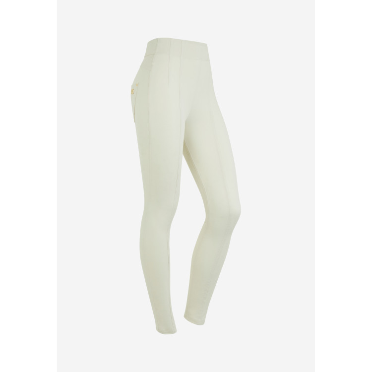 Freddy N.O.W.® Yoga Eco Damen Comfort Hose - Super High Waist Skinny - Mit Nähten auf den Beinen - Lily White