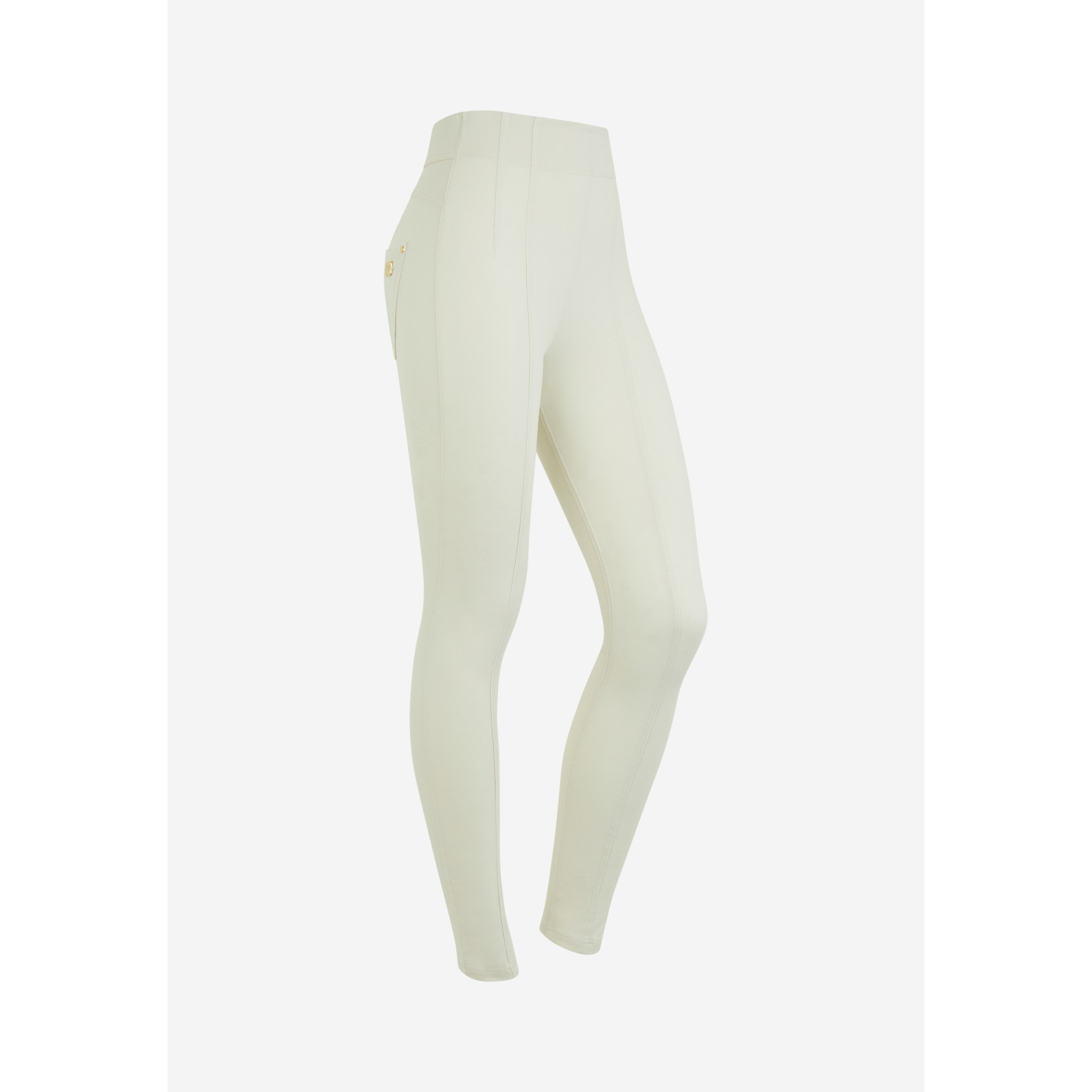 Freddy N.O.W.® Yoga Eco Damen Comfort Hose - Super High Waist Skinny - Mit Nähten auf den Beinen - Lily White