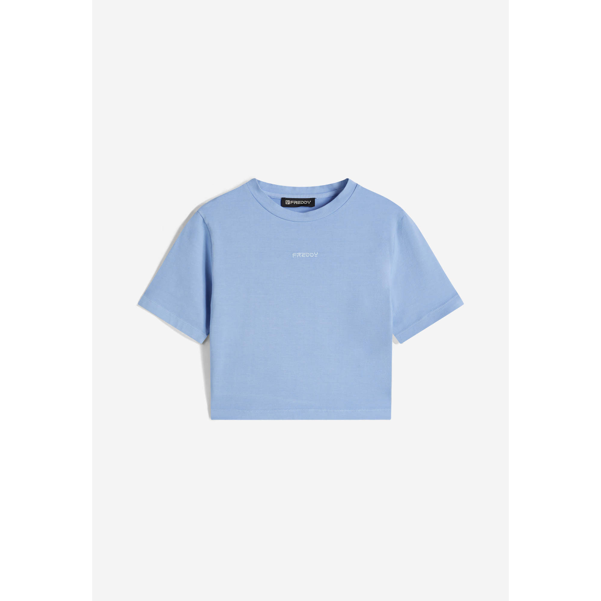 Freddy Slim-Fit Damen Crop Top - Garment-Dyed - Babyblau