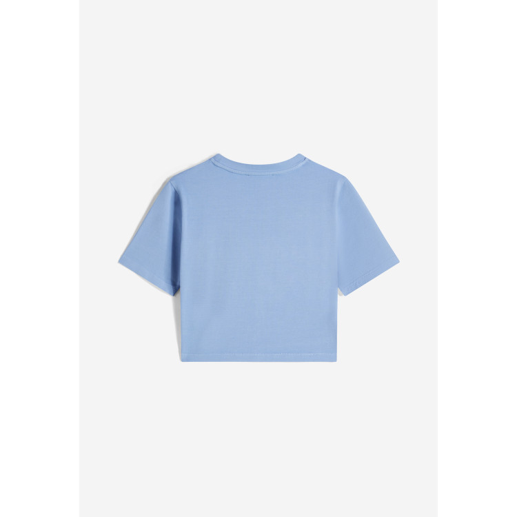 Freddy Slim-Fit Damen Crop Top - Garment-Dyed - Babyblau