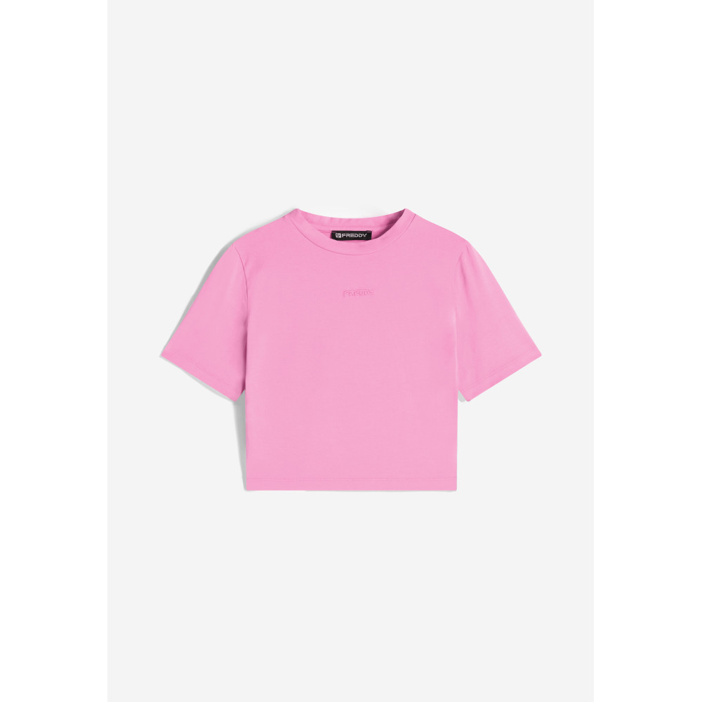 Freddy Slim-Fit Damen Crop Top - Garment-Dyed - Pink - P104X