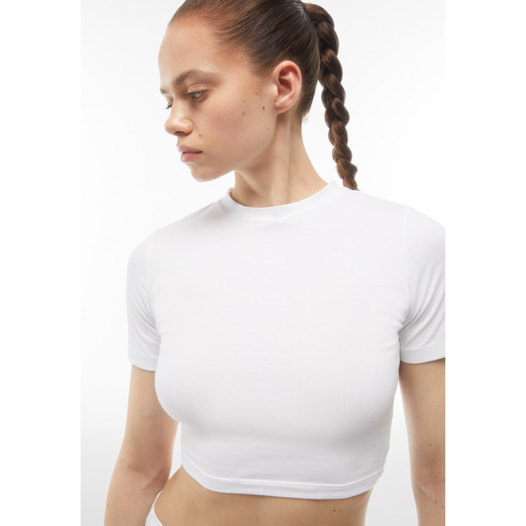 Freddy Slim-Fit Damen Crop Top - Garment-Dyed - Weiß