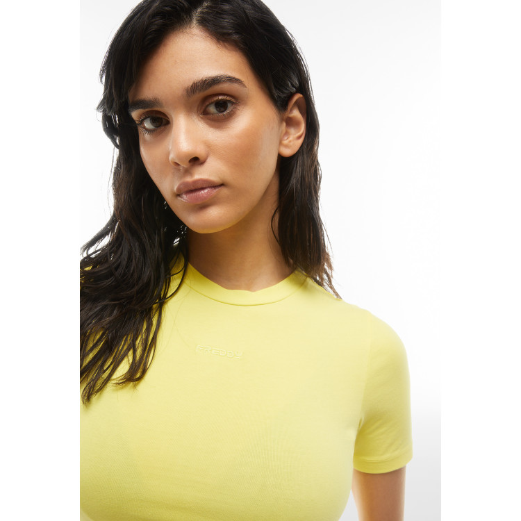 Freddy Slim-Fit Damen Crop Top - Garment-Dyed - Gelb