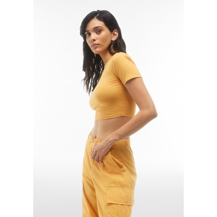 Freddy Slim-Fit Damen Crop Top - Garment-Dyed - Orange