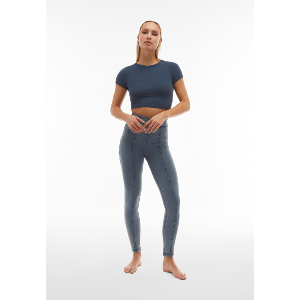 Freddy N.O.W.® Yoga Eco Damen Comfort Jeans - Super High Waist Super Skinny - Denim hell - Blaue Nähte - J116B