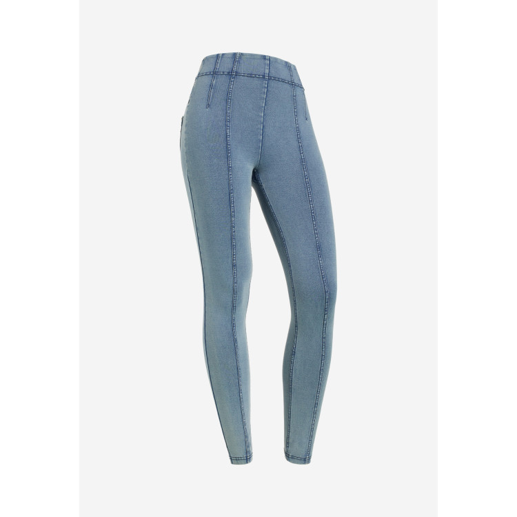 Freddy N.O.W.® Yoga Eco Damen Comfort Jeans - Super High Waist Super Skinny - Denim hell - Blaue Nähte - J116B