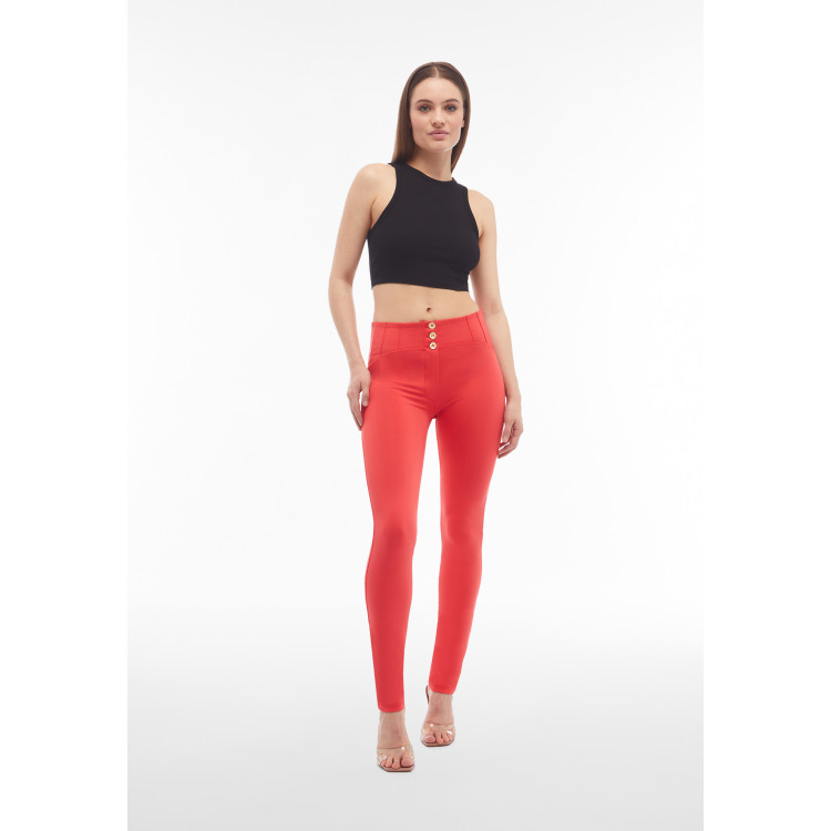 Freddy WR.UP® Tech Plus Damen Push-Up Hose - Buttoned High Waist Skinny - Rot