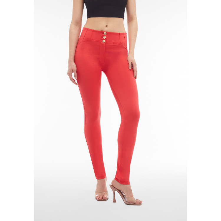 Freddy WR.UP® Tech Plus Damen Push-Up Hose - Buttoned High Waist Skinny - Rot